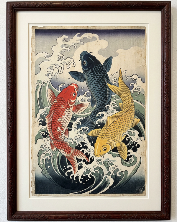 Carp Harmony | Japanese Ukiyo-e Art Print on Awa Washi