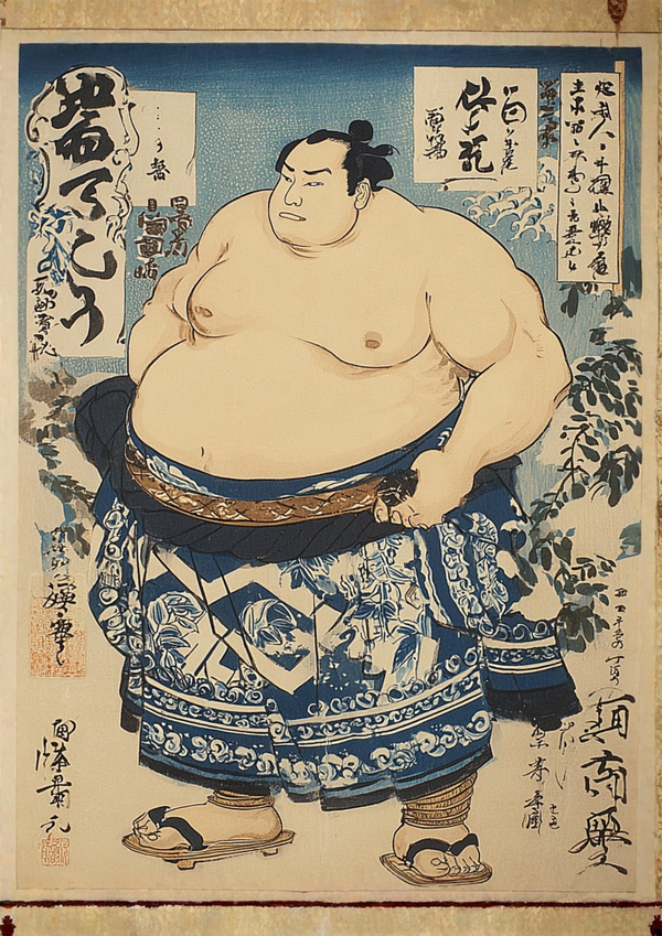 Sumo Wrestler Art | Japanese Ukiyo-e Art Print on Awa Washi
