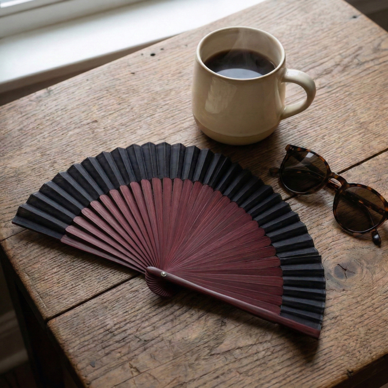 Silk Sensu Folding Fan | 100% Silk, Bamboo Frame, Pouch Include