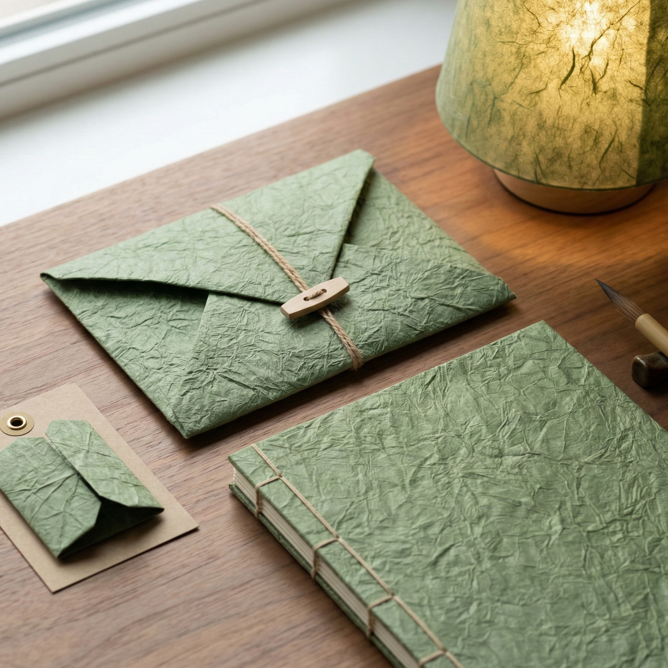 Japanese Mingei Washi Crumpled Paper – Wasabi Green (CK) | Traditional Handmade Japanese Paper Sheet