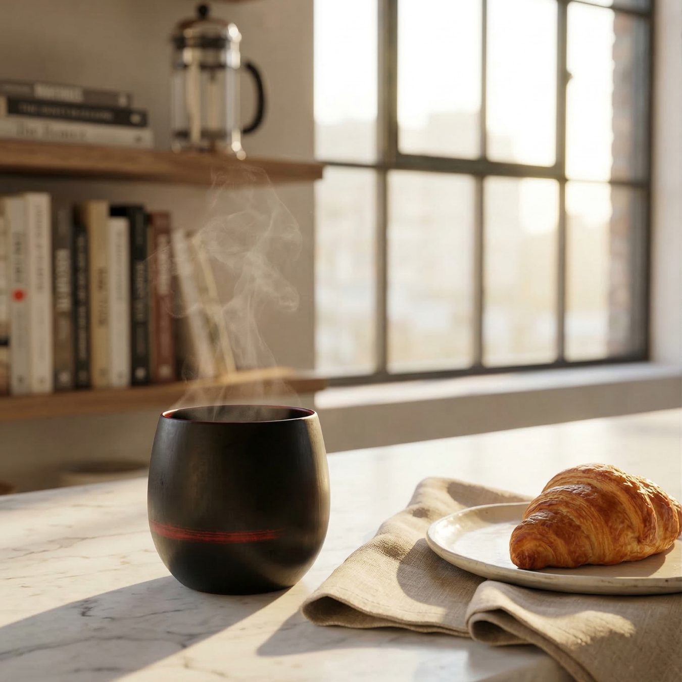 Black Lacquer Wooden Yunomi Cup