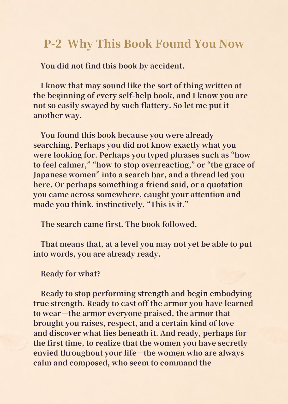 The Awakening sample page titled Why This Book Found You Now, on moving from performed to embodied strength.