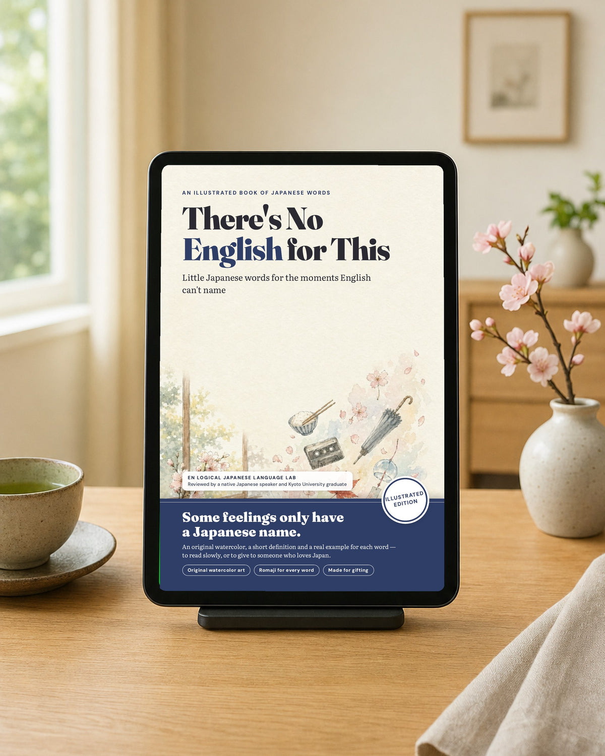 There's No English for This — Illustrated Edition eBook cover shown on a tablet