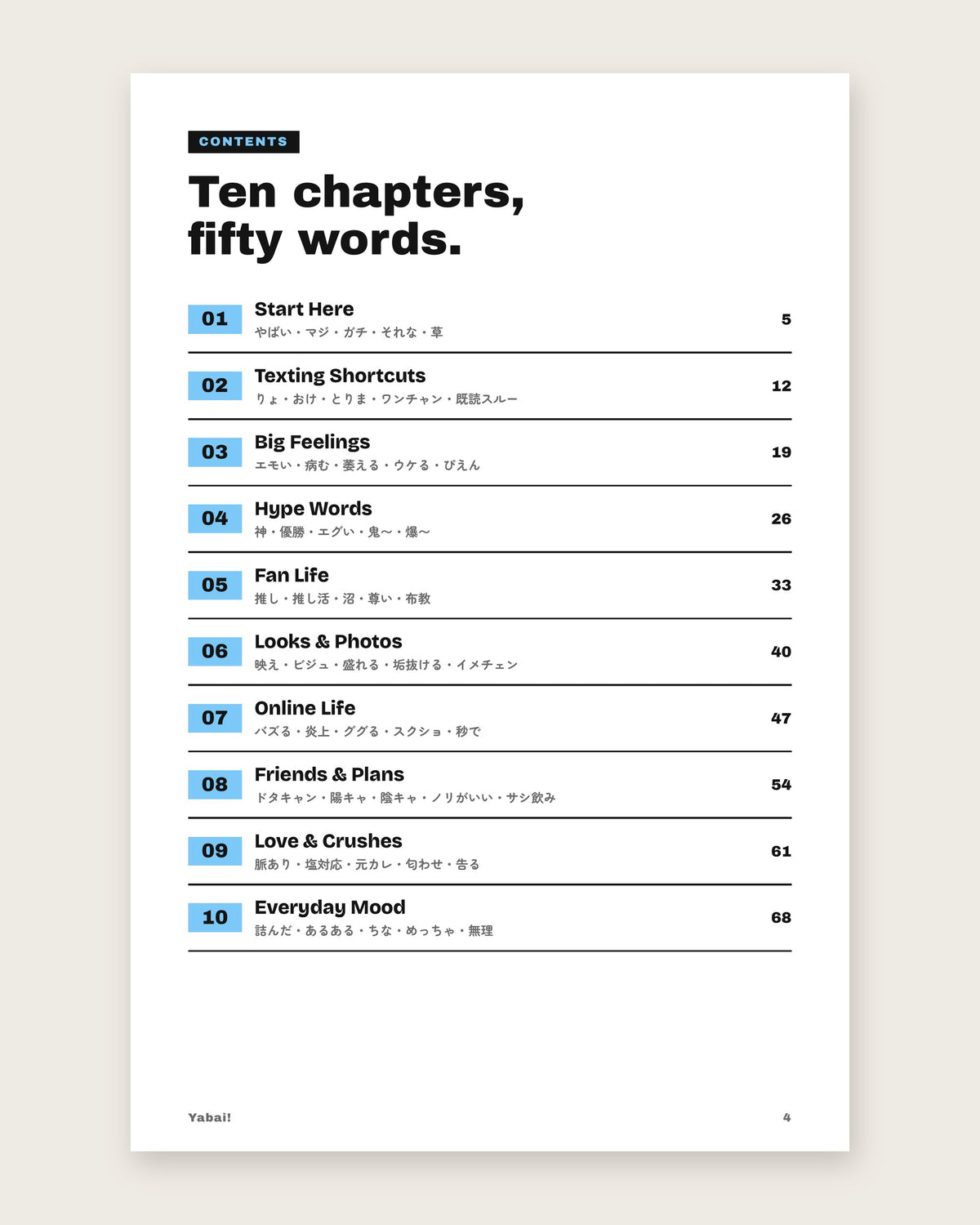 Inside the book: table of contents